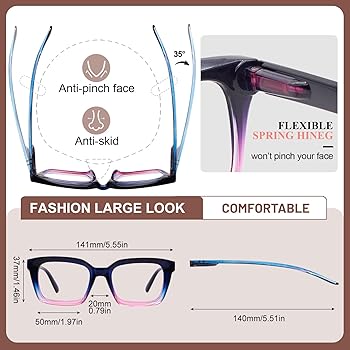 MARE AZZURO Bifocal Reading Glasses Women Oversized Blue